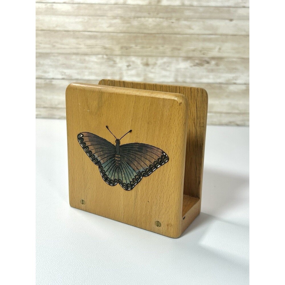 Vintage Wooden Boho Butterfly Napkin Mail Holder